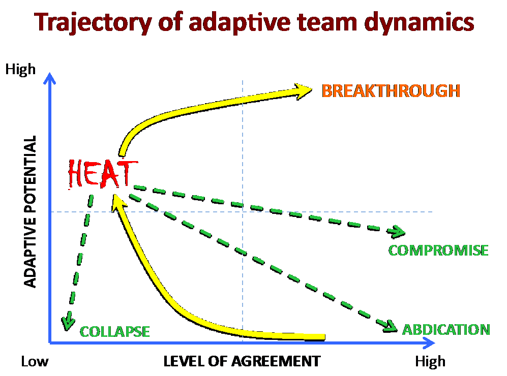 Trajectory of adaptive team dynamics